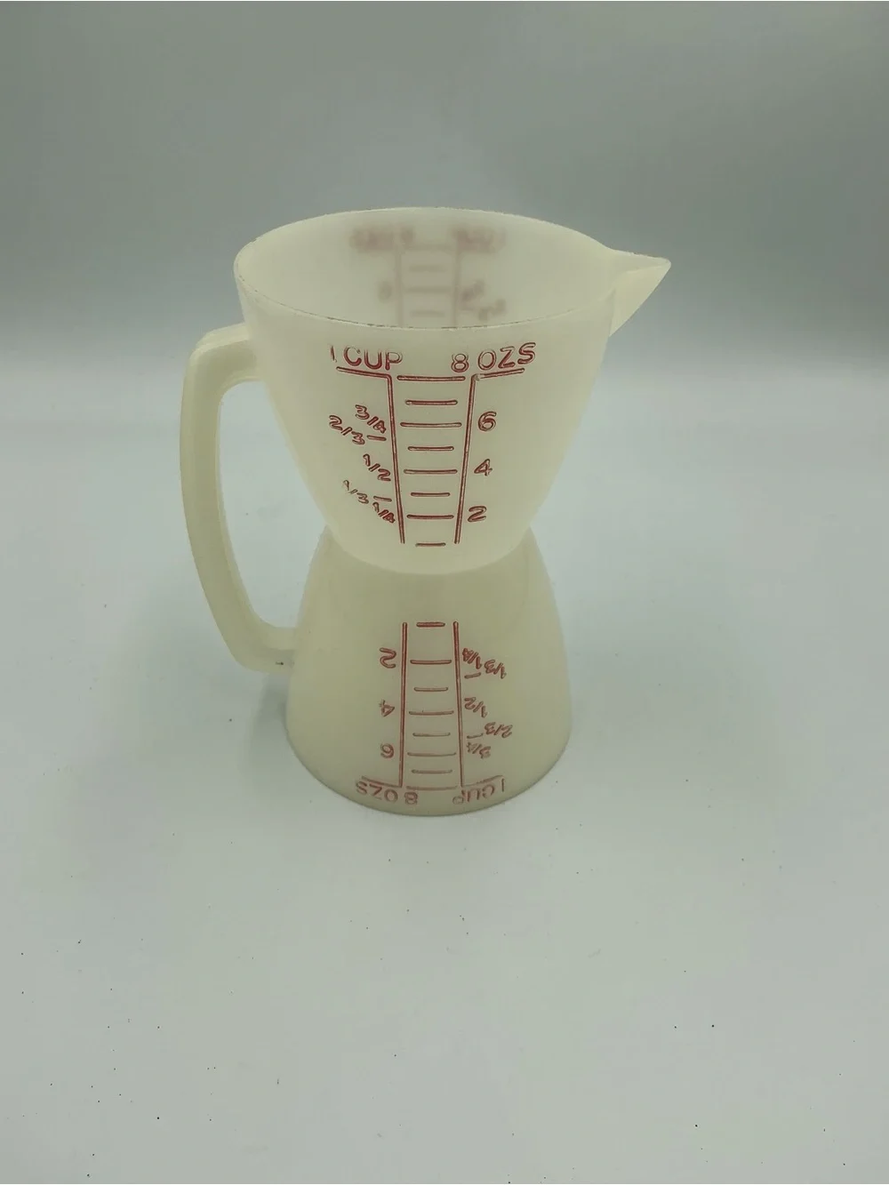Vintage Tupperware Wet Dry Measuring Cups Twin Double Measure 1 cup 8oz